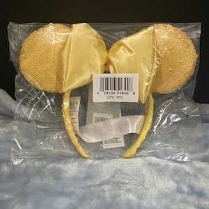 Disney Parks Yellow Sequin Minnie ears with Yellow Bow NWT